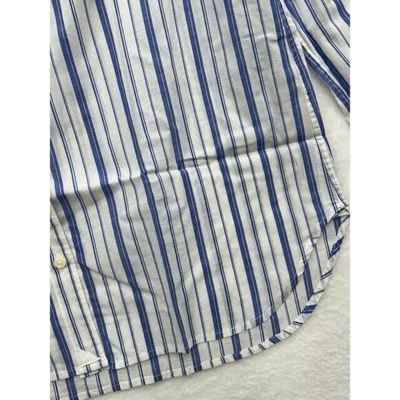 UNTUCKit Pinot Perse Button Down Shirt Long Sleeve Striped Blue White SZ 4 NEW - Picture 3 of 6